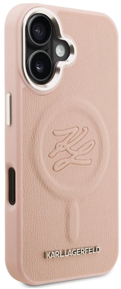 Dėklas Karl Lagerfeld Initial & Metal Logo MagSafe iPhone 16 Case - Rožinė