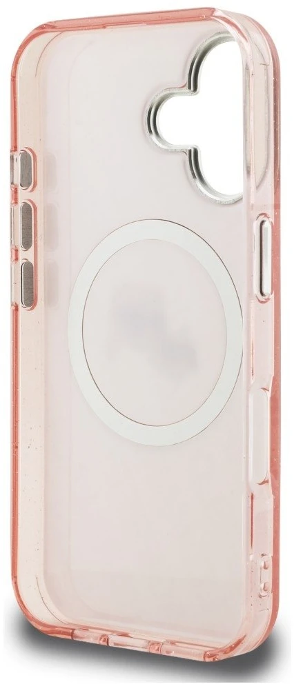Karl Lagerfeld IML K&CH Heads Repeated Logo MagSafe dėklas Apple iPhone 16 rožinės spalvos