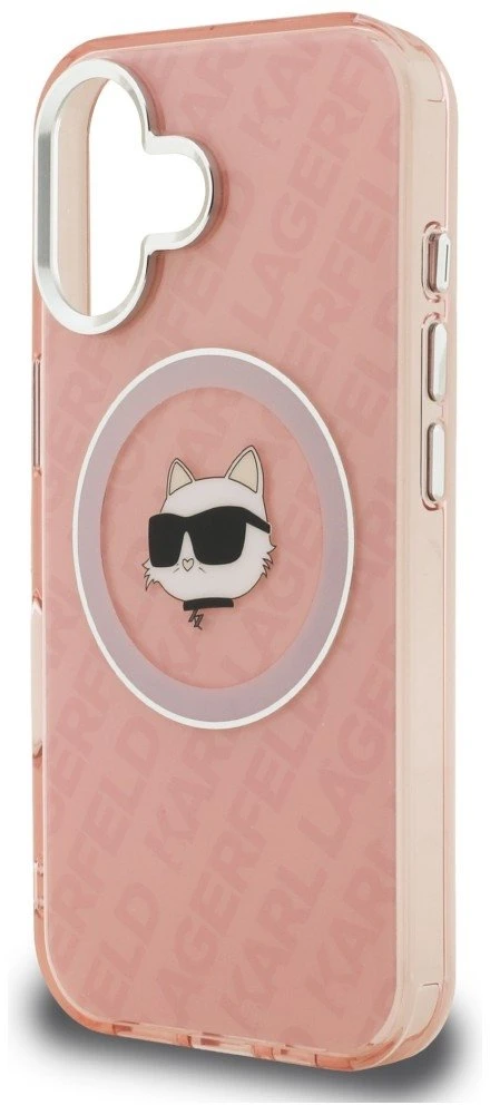 Dėklas Karl Lagerfeld IML Choupette Head Logo MagSafe iPhone 16 Case - Rožinė