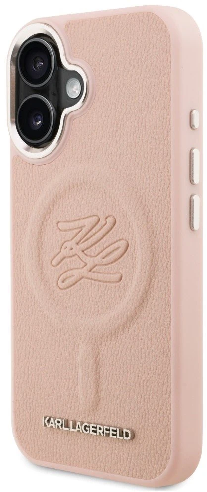 Dėklas Karl Lagerfeld Initial & Metal Logo MagSafe iPhone 16 Case - Rožinė