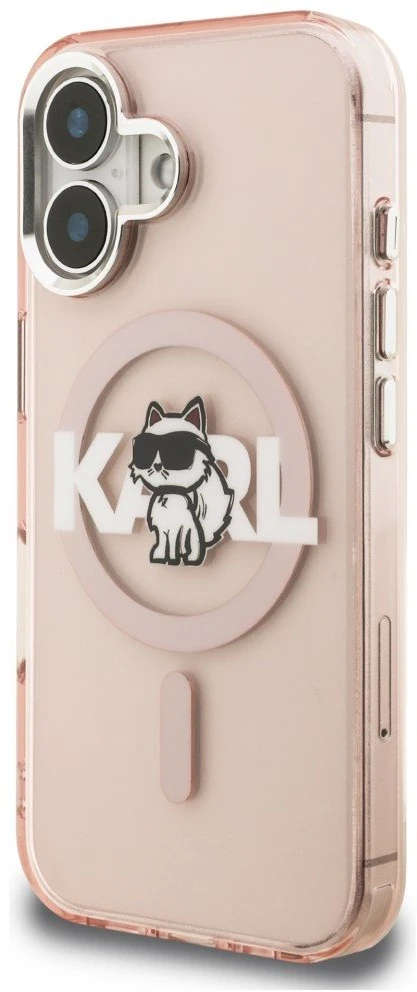 Dėklas Karl Lagerfeld IML Choupette Sketch Logo MagSafe iPhone 16 Case - Rožinė