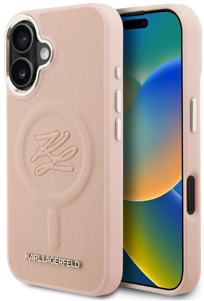 Dėklas Karl Lagerfeld Initial & Metal Logo MagSafe iPhone 16 Case - Rožinė