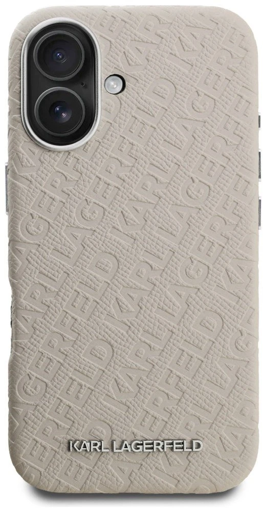 Dėklas Karl Lagerfeld FW Stamped Karl MagSafe iPhone 16 Case - rusvai gelsvas