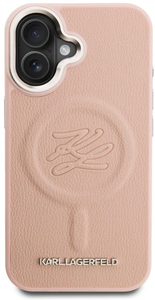 Dėklas Karl Lagerfeld Initial & Metal Logo MagSafe iPhone 16 Case - Rožinė