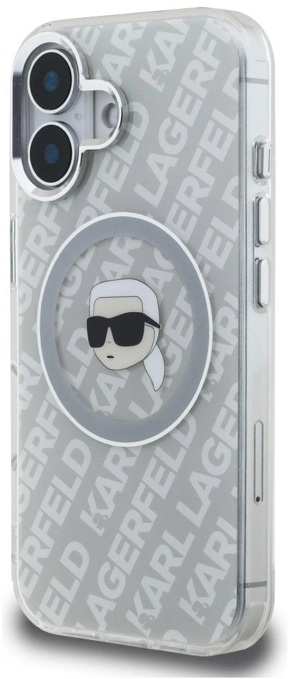 „Karl Lagerfeld IML Karl Head Logo MagSafe“ dėklas, skirtas „iPhone 16“ – pilkas