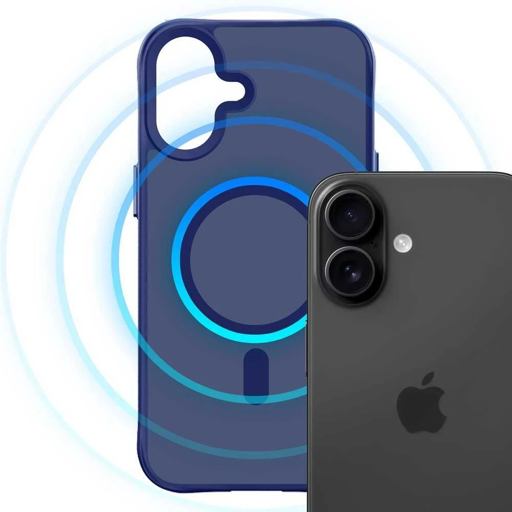 Dėklas 3Mk apsaugos 3mk dūmų spalvos „MagCase“, skirtas „iPhone 16“ – „Mėlyna-Translucent“