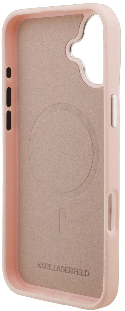 Dėklas Karl Lagerfeld Initial & Metal Logo MagSafe Case for iPhone 16 Plus - Rožinė