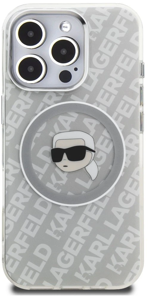„Karl Lagerfeld IML“ „Karl Head“ logotipo „MagSafe“ dėklas, skirtas „iPhone 16 Pro“ – pilkas