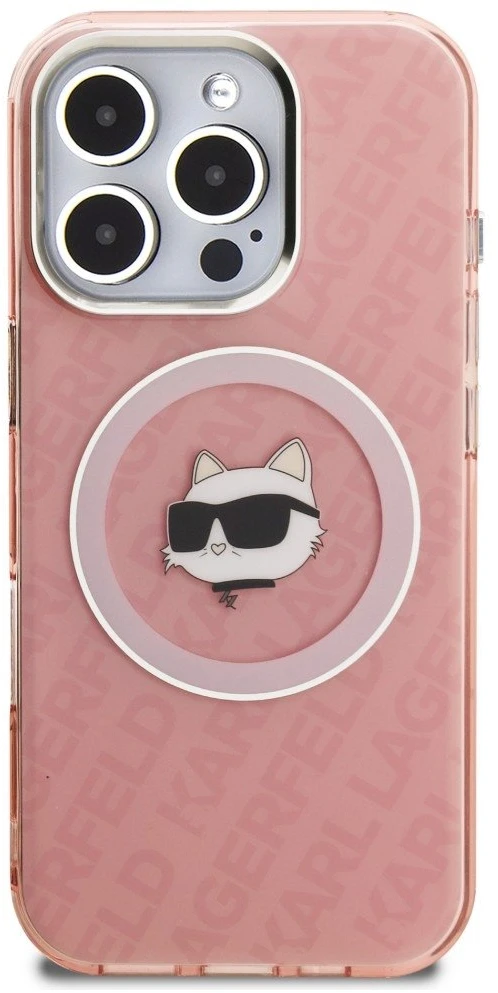 Dėklas Karl Lagerfeld IML Choupette Head Logo MagSafe Case for iPhone 16 Pro - Rožinė