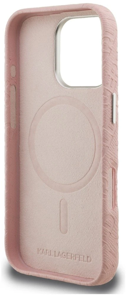 Dėklas Karl Lagerfeld FW Stamped Karl MagSafe Case for iPhone 16 Pro - Rožinė