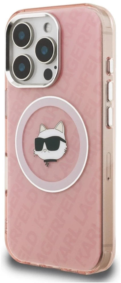 Dėklas Karl Lagerfeld IML Choupette Head Logo MagSafe Case for iPhone 16 Pro Max - Rožinė