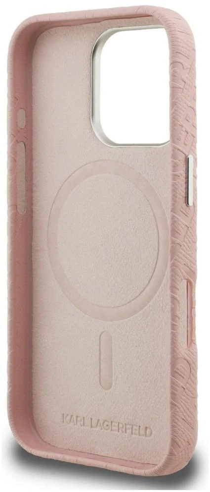 Dėklas Karl Lagerfeld FW Stamped Karl MagSafe Case for iPhone 16 Pro Max - Rožinė