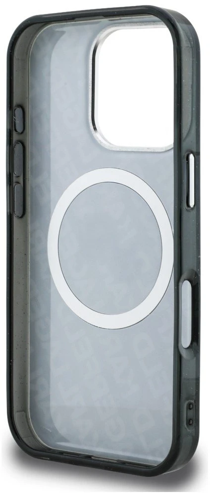 Karl Lagerfeld IML K&CH Heads Repeated Logo MagSafe dėklas Apple iPhone 16 Pro Max juodos spalvos