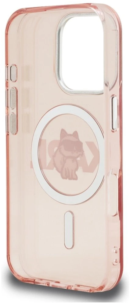 Dėklas Karl Lagerfeld IML Choupette Sketch Logo MagSafe Case for iPhone 16 Pro Max - Rožinė