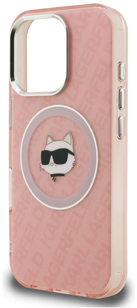 Dėklas Karl Lagerfeld IML Choupette Head Logo MagSafe Case for iPhone 16 Pro Max - Rožinė