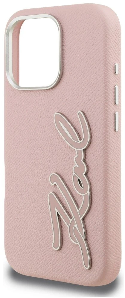 Dėklas Karl Lagerfeld FW Grained Signature Logo iPhone 16 Pro Max Case - Rožinė