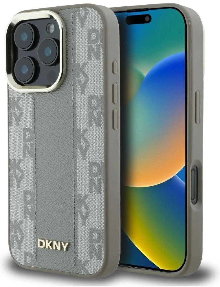 Dėklas DKNY Checkered Pattern Magsafe iPhone 16 Pro Max Case - rusvai gelsvas