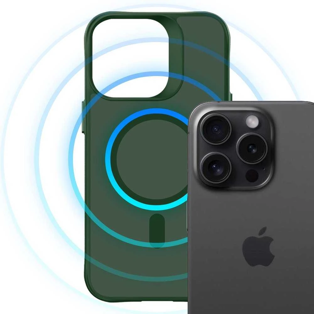 Dėklas 3Mk apsaugos 3mk dūminis „MagCase“, skirtas „iPhone 16 Pro Max“ - Žalias-permatomas