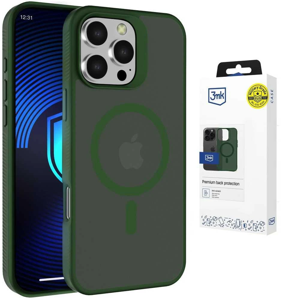Dėklas 3Mk apsaugos 3mk dūminis „MagCase“, skirtas „iPhone 16 Pro Max“ - Žalias-permatomas