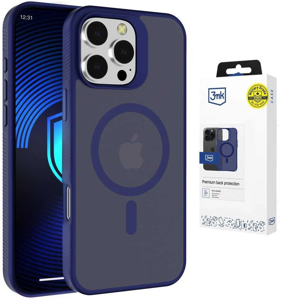 Dėklas 3Mk apsaugos 3mk dūminis „MagCase“, skirtas „iPhone 16 Pro“ – Mėlyna-permatomas