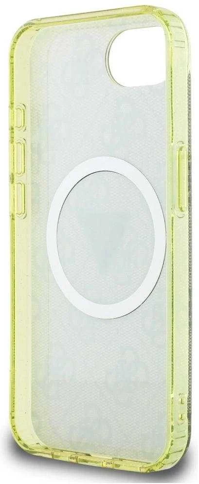 „Guess IML Metal Glitter 4G Circle Triangle MagSafe“ dėklas, skirtas iPhone 16e - ruda