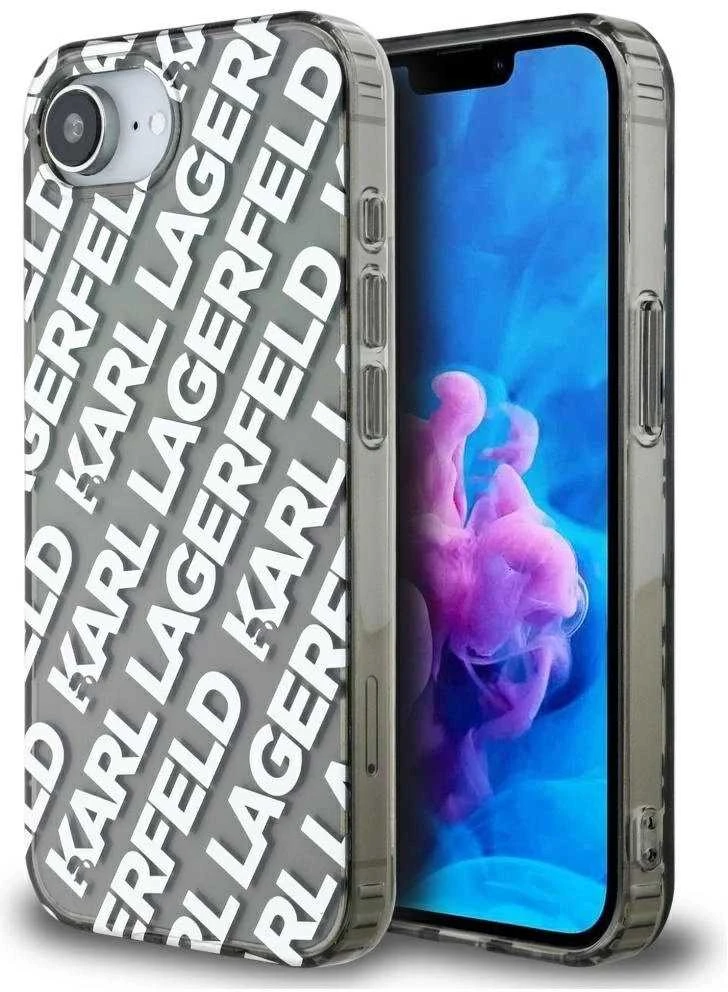 Karl Lagerfeld IML Repeat Logo dėklas, skirtas iPhone 16e - sidabrinis
