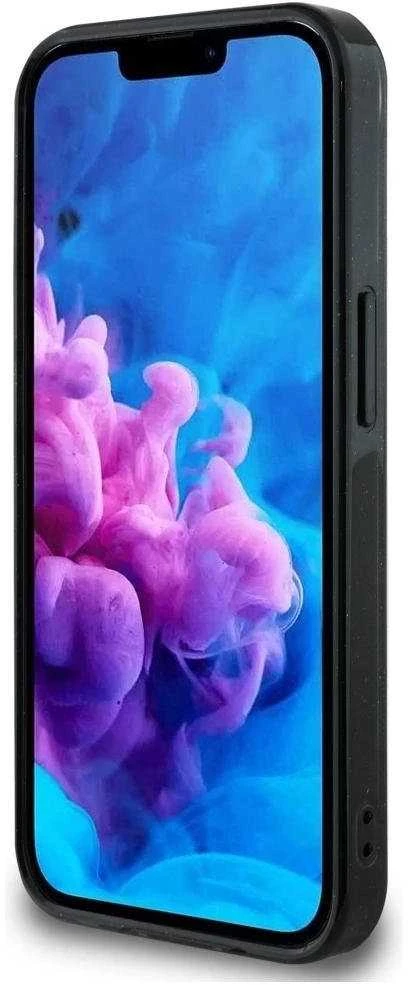 GUESS dėklas, skirtas IPHONE 16e (SE 4 2025) suderinamas su MagSafe GUHMPSE4HG4PRTGK (IML Metal Glitter 4G Circle Triangle) juodas
