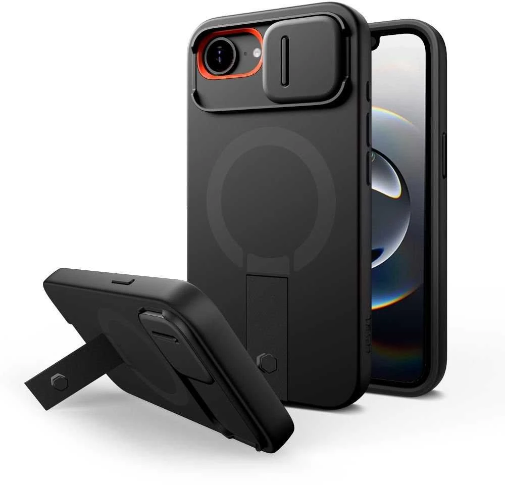 Tech-Protect Kevlar Aura MagSafe dėklas skirtas Apple iPhone 16e – juodos spalvos