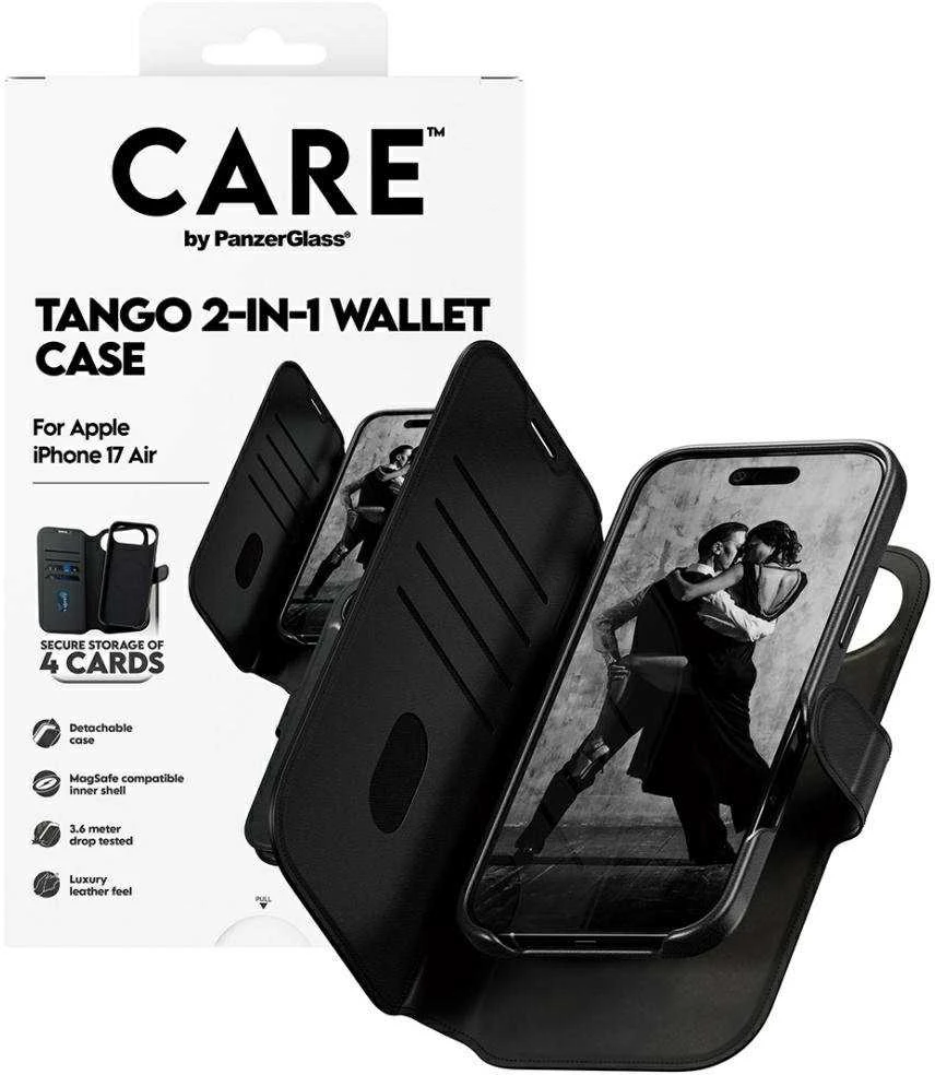 „Panzer Glass CARE by PanzerGlass Feature Tango 2in1“ piniginės dėklas su „MagSafe“ plokšte, skirtas „iPhone Air“ - Juodas