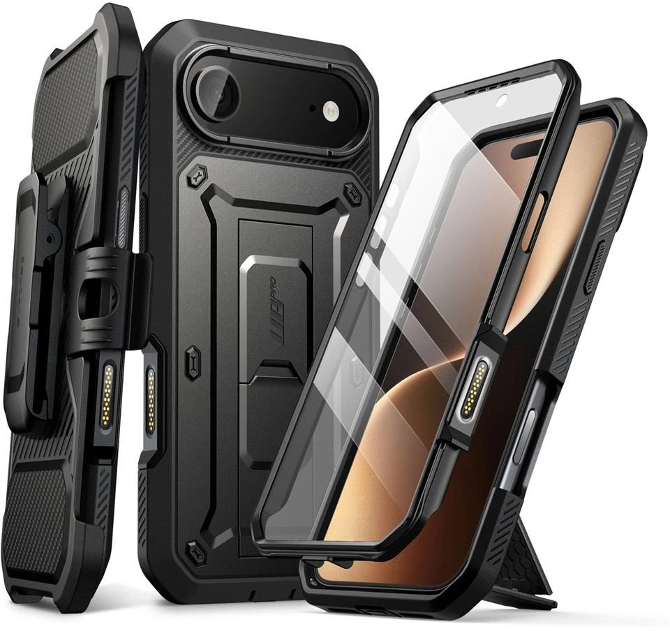 Telefono dėklas iPhone 17 Air juodas atsparus smūgiams Supcase
