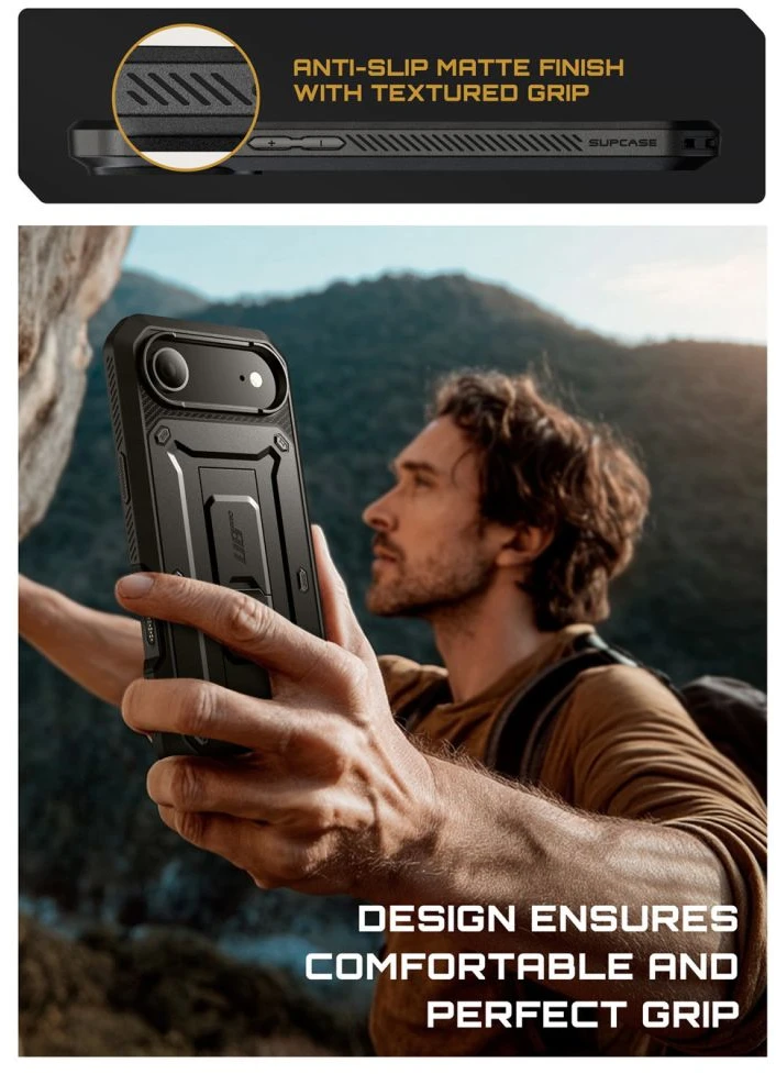 Telefono dėklas iPhone 17 Air juodas atsparus smūgiams Supcase