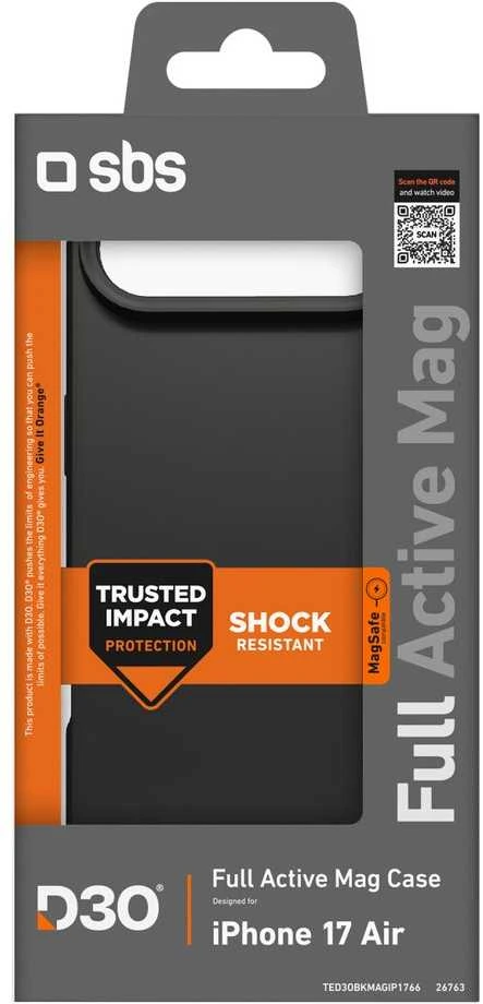 SBS Full Active Mag dėklas with D3O Technology skirtas Apple iPhone 17 Air – juodos spalvos