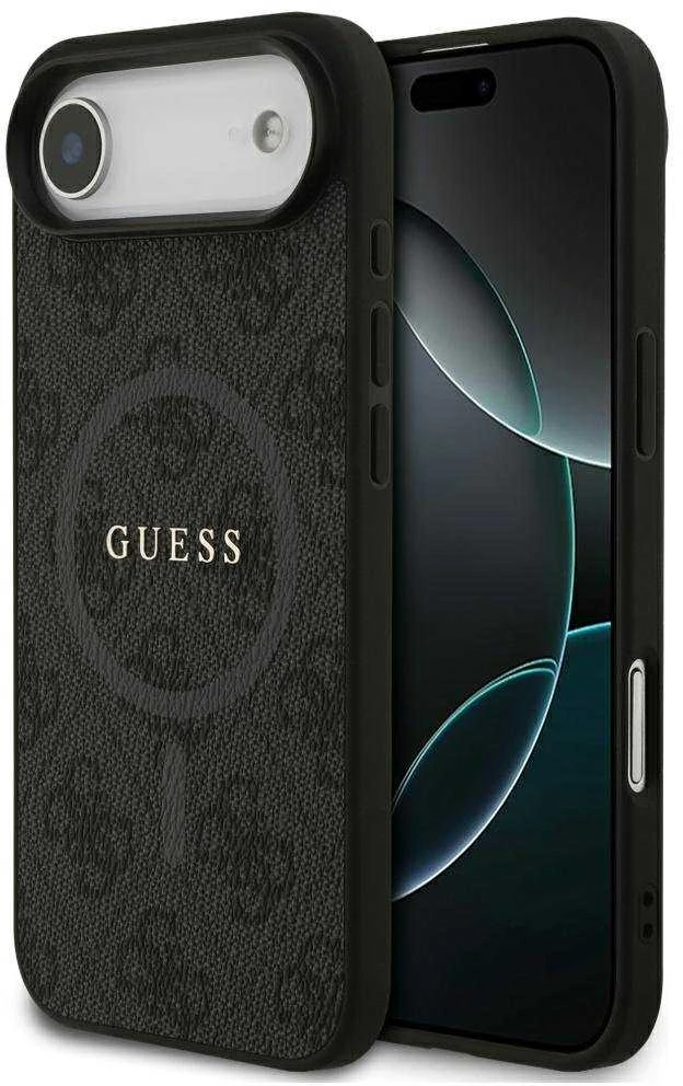 GUESS dėklas, skirtas IPHONE 17 Air, suderinamas su MagSafe GUHMP17MG4GFRK (PU 4G Ring Classic Logo) juodas