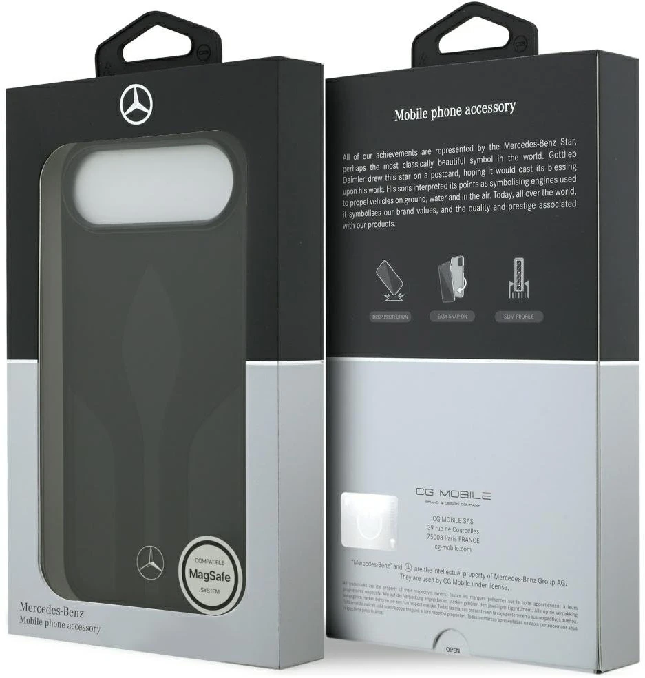 Dėklas Mercedes Leather The Move MagSafe for Apple iPhone Air juodos spalvos