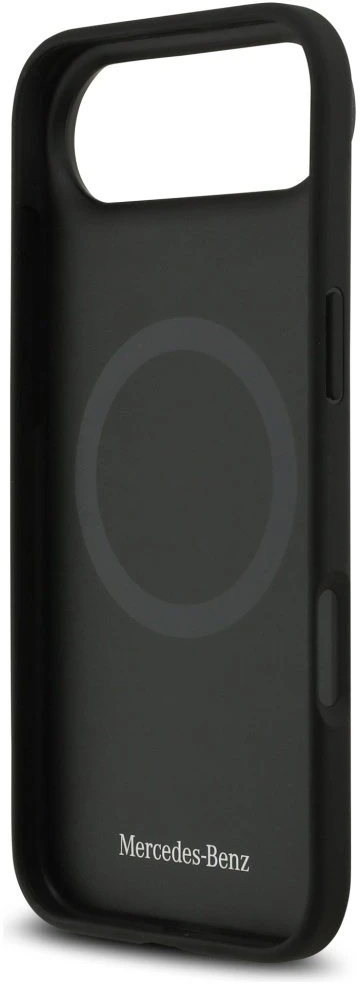 Dėklas Mercedes Leather Laurel Leaves Stripes MagSafe skirtas Apple iPhone 17 Air juodos spalvos