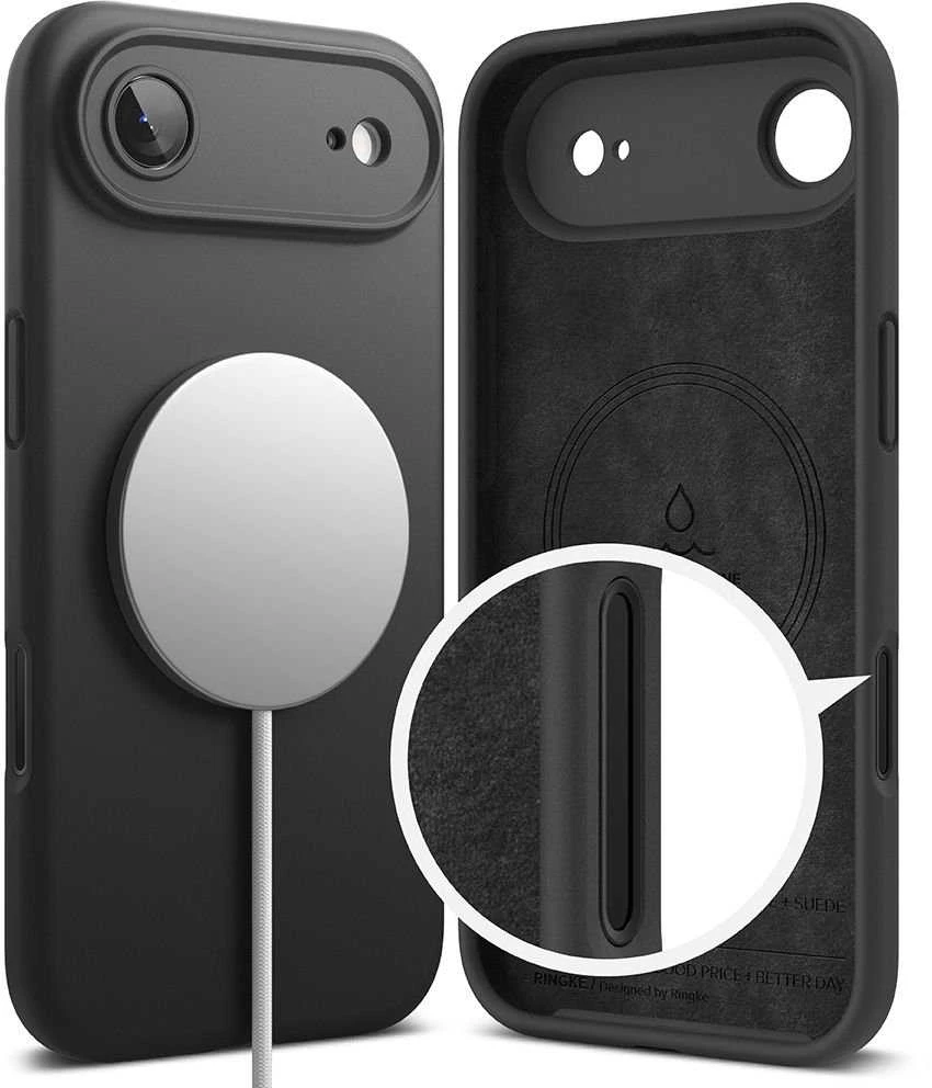 „Ringke“ silikoninis magnetinis „MagSafe“ dėklas, skirtas „iPhone 17 Air“ – Juodas