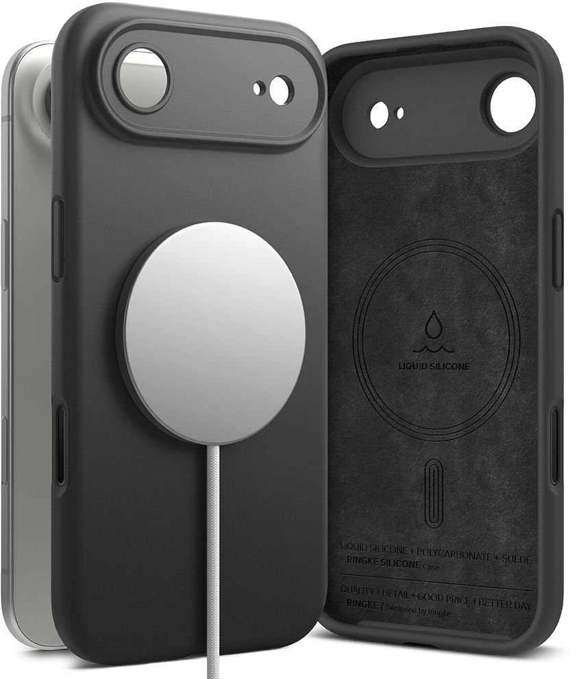 „Ringke“ silikoninis magnetinis „MagSafe“ dėklas, skirtas „iPhone 17 Air“ – Juodas