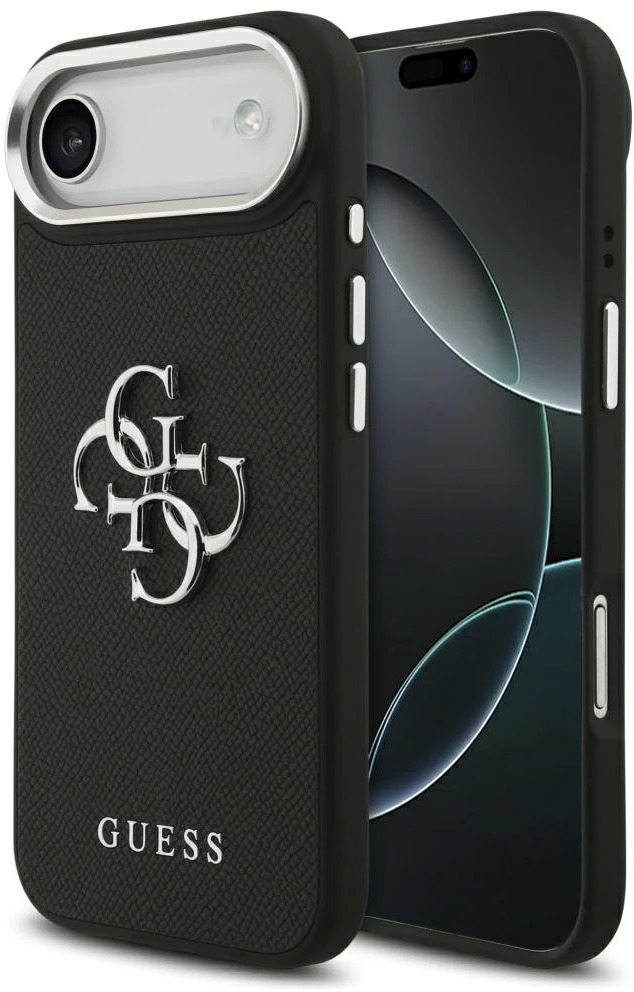 Telefono dėklas iPhone 17 Air juodas tekstūrinis Guess