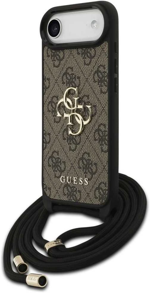 Dėklas Guess 4G Big Logo Cord Stap Crossbody skirtas Apple iPhone Air rudos spalvos