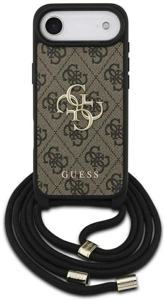 Dėklas Guess 4G Big Logo Cord Stap Crossbody skirtas Apple iPhone Air rudos spalvos