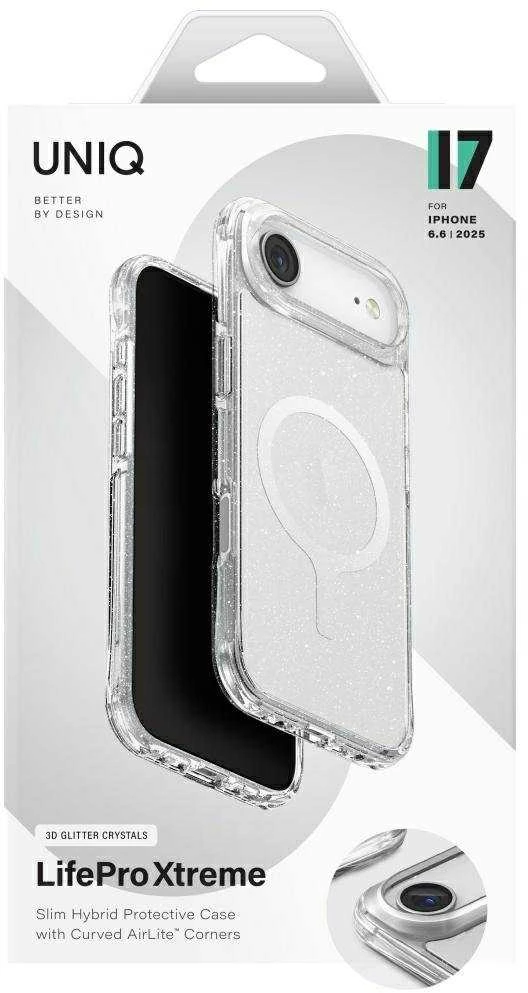 UNIQ LifePro Xtreme Dėklas Apple iPhone Air Magclick Charging skaidrus/Glitter