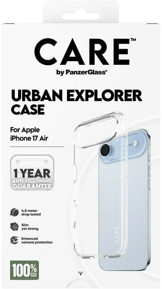 „Panzer Glass CARE by PanzerGlass“ flagmano „Urban Explorer“ dėklas su skaidriu rėmeliu, skirtas „iPhone Air“ – permatomas