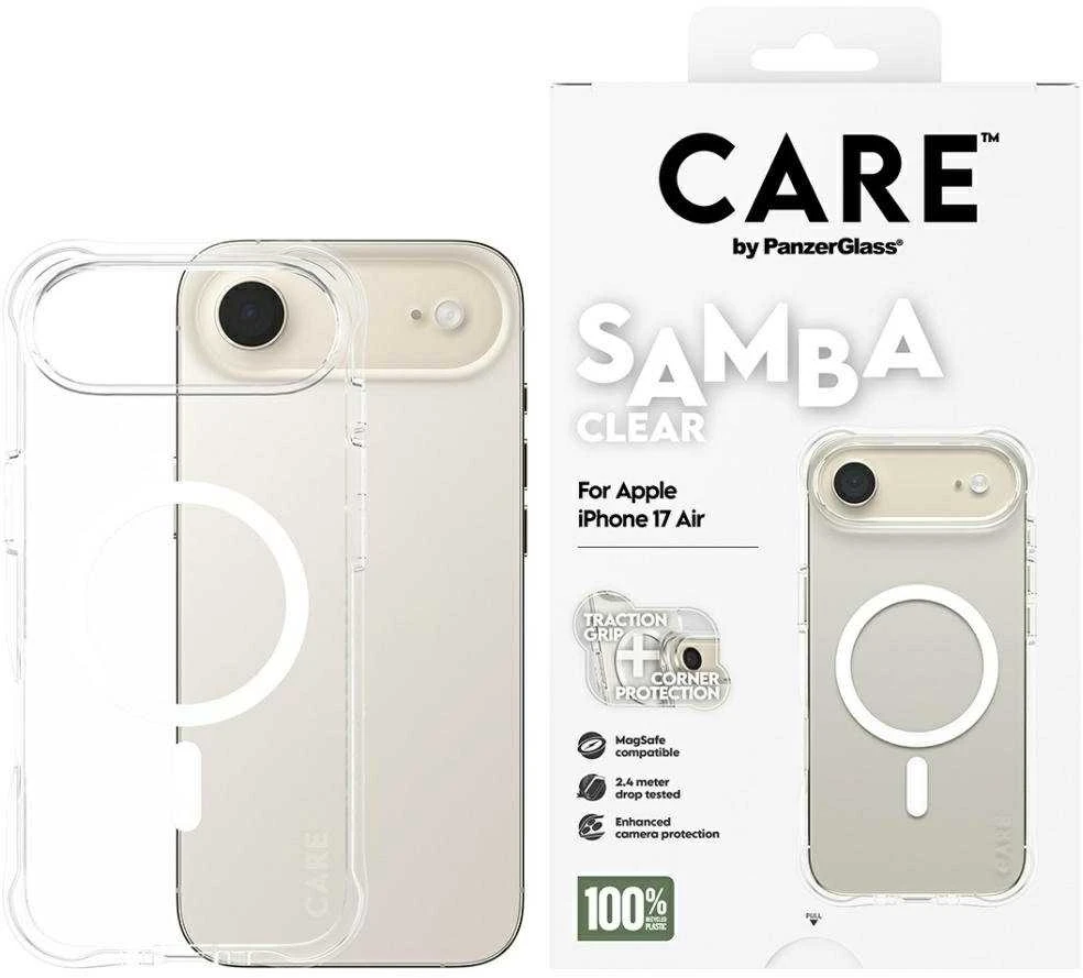 „Panzer Glass CARE by PanzerGlass“ madingas „Samba“ dėklas su „Baltas MagSafe“, skirtas „iPhone Air“ – permatomas