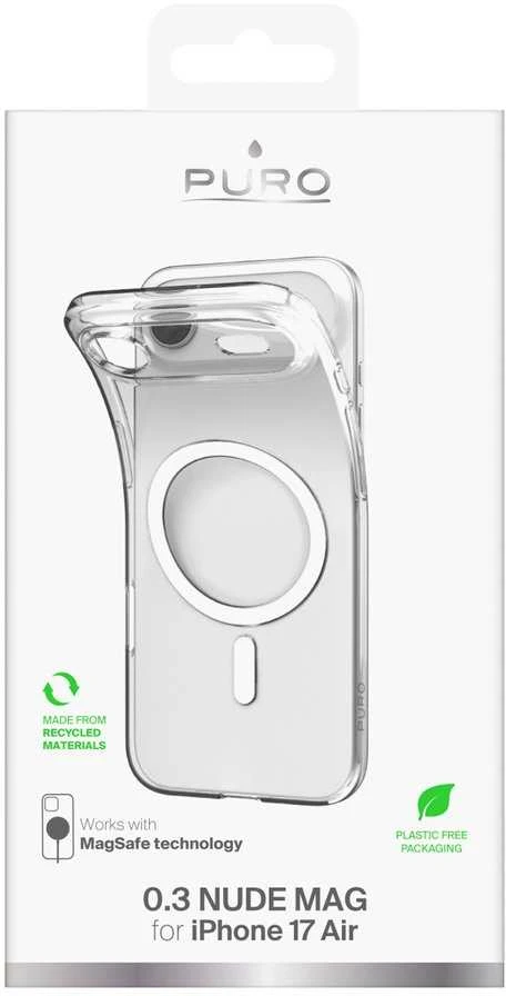 Puro 0.3 MAG Ultra-Slim TPU Dėklas suderinamas su MagSafe skirtas Apple iPhone 17 Air – skaidrus
