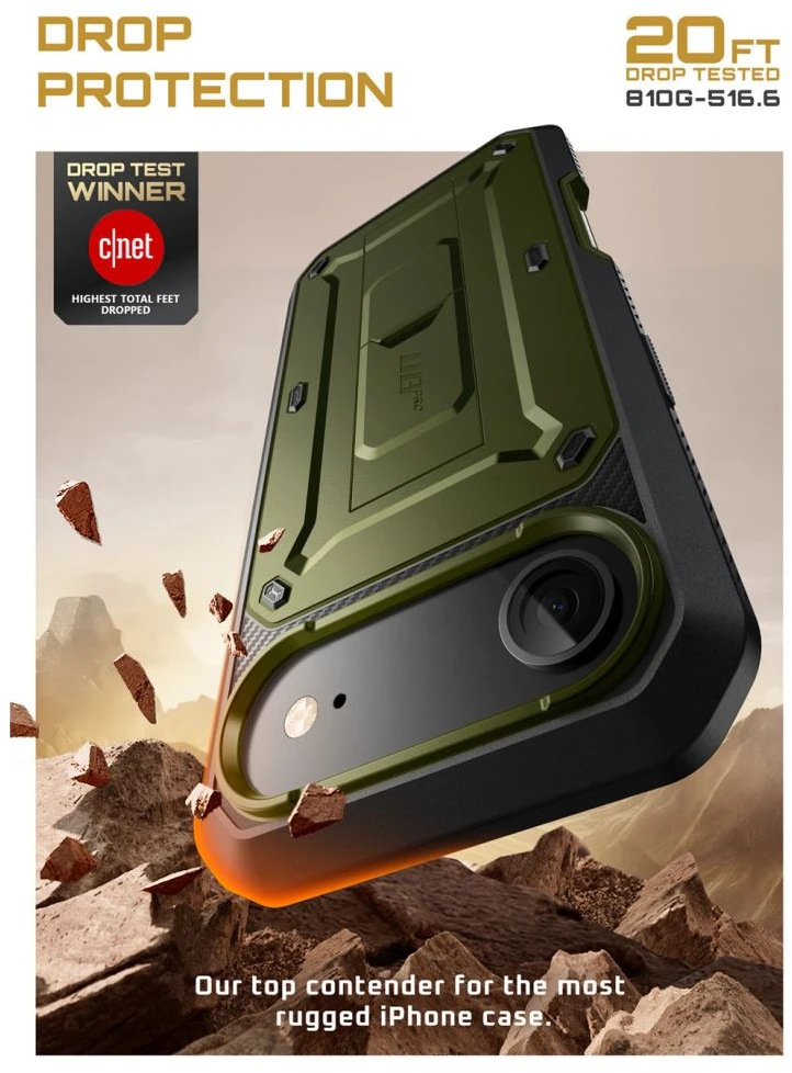 Telefono dėklas iPhone 17 Air žalias atsparus smūgiams Supcase