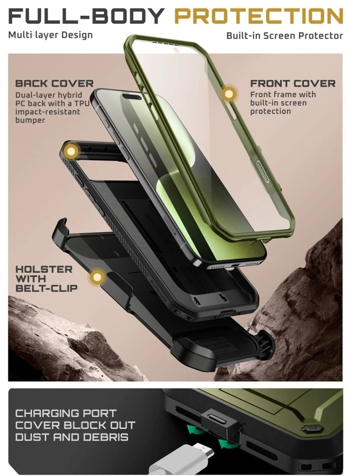 Telefono dėklas iPhone 17 Air žalias atsparus smūgiams Supcase