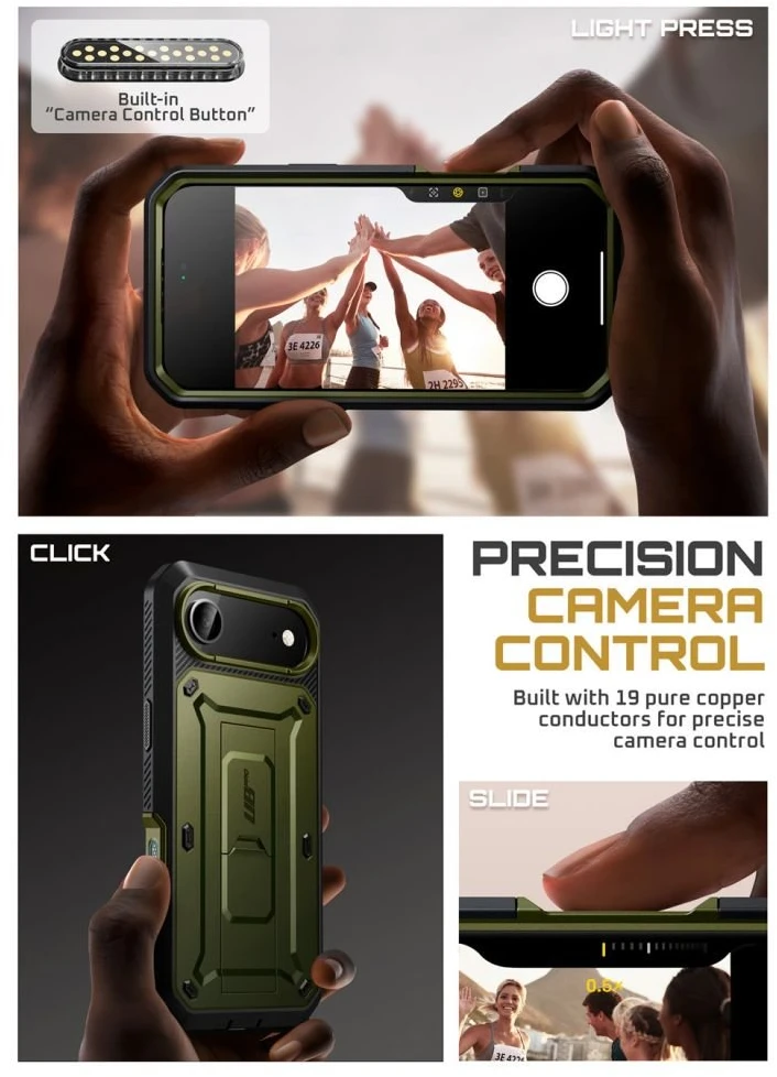 Telefono dėklas iPhone 17 Air žalias atsparus smūgiams Supcase
