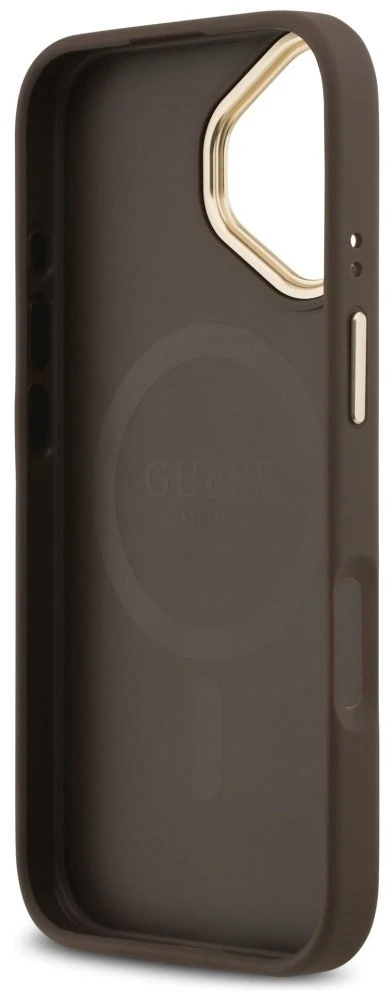 Guess 4G Strass Logo & Big Strap Metal Mygtukai MagSafe dėklas skirtas Apple iPhone 17 Brown