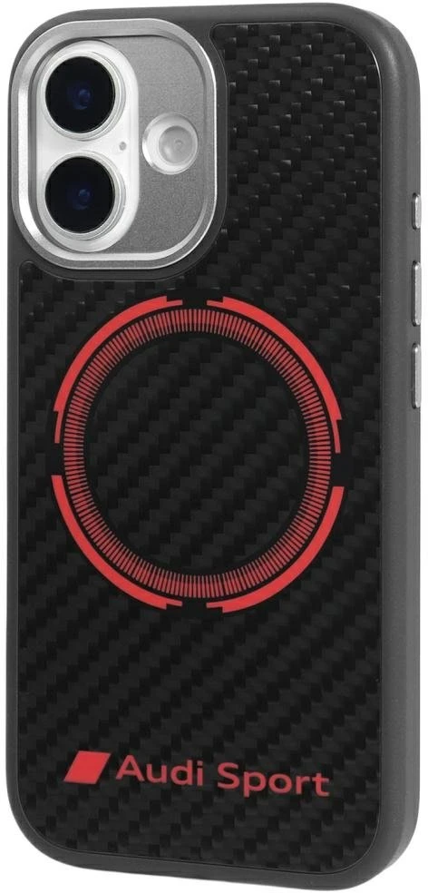 Dėklas Audi RSQ Carbon Fiber Sport Raudona Circle MagSafe for Apple iPhone 17 juodos spalvos