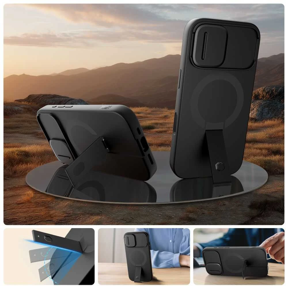 Tech-Protect Kevlar Aura MagSafe dėklas skirtas Apple iPhone 17 – juodos spalvos